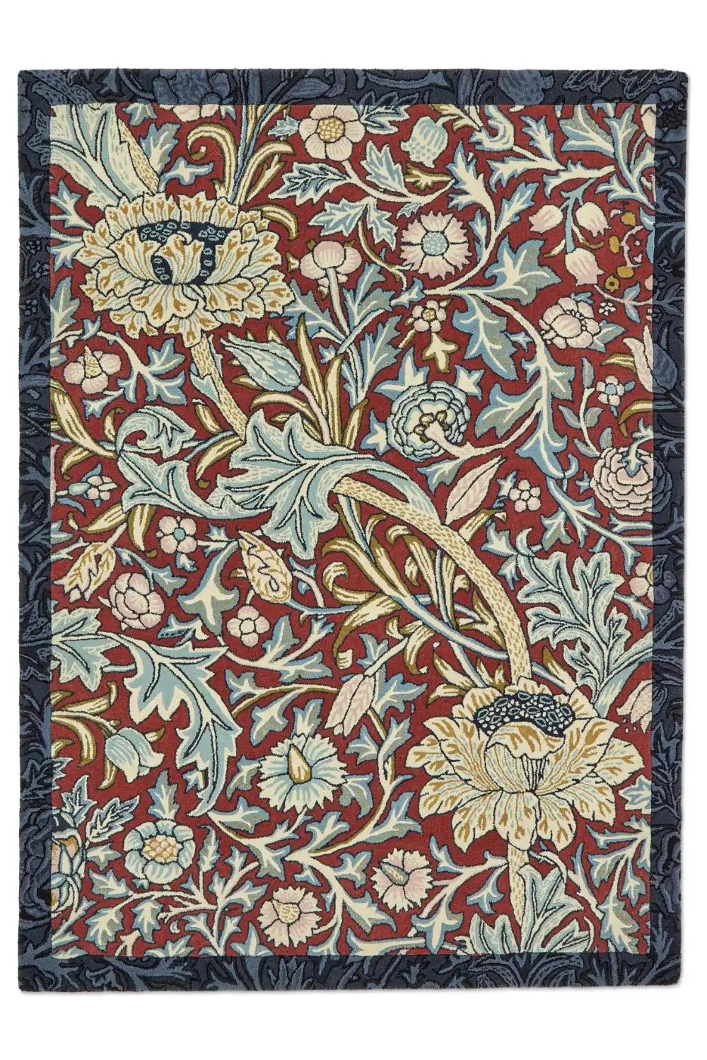 Morris & Co Trent Madder Red/Webbs Blue 127510 Rug - Image 4