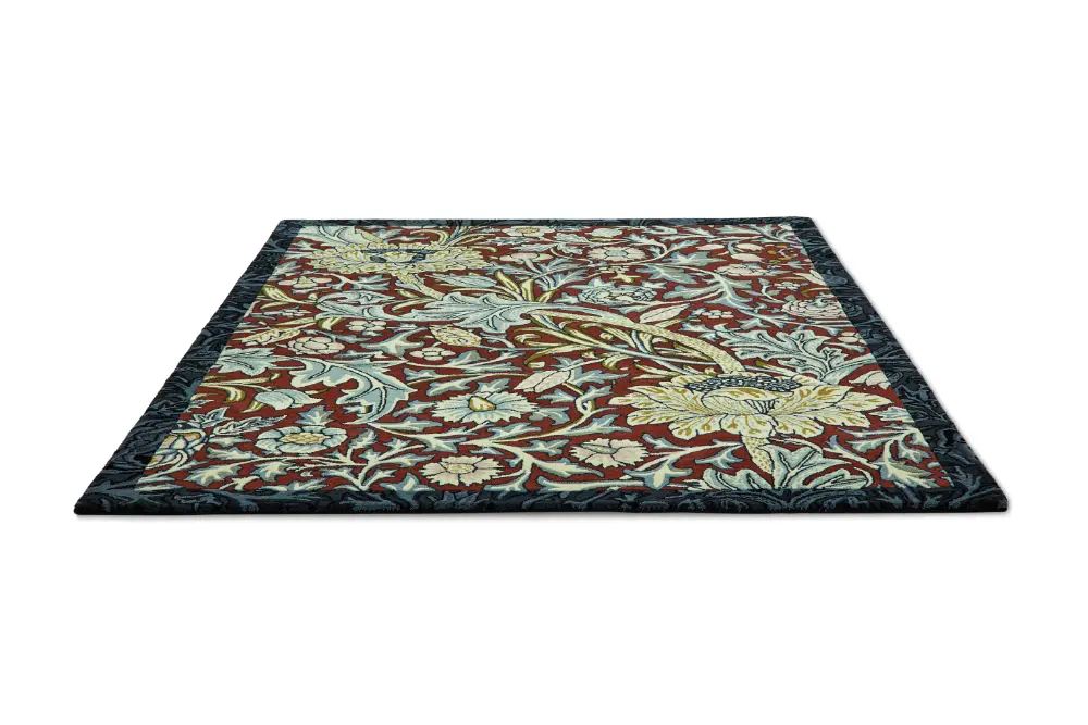 Morris & Co Trent Madder Red/Webbs Blue 127510 Rug - Image 5