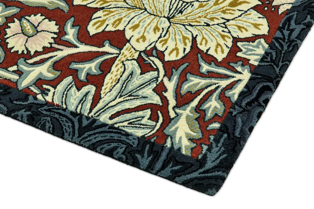 Morris & Co Trent Madder Red/Webbs Blue 127510 Rug - Image 6