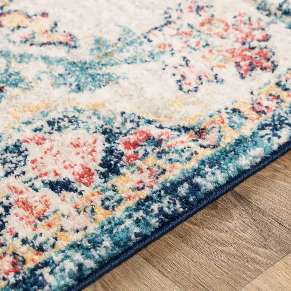 Maverick Vintage Oriental Boho Sky Blue/Garnet Rug - Image 2