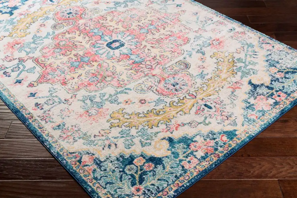 Maverick Vintage Oriental Boho Sky Blue/Garnet Rug - Image 4