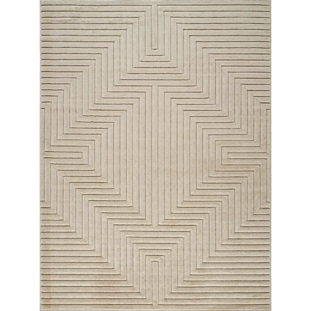 Naoko In- & Outdoor 3D High & Low Pile Textured Beige Rug - Image 4