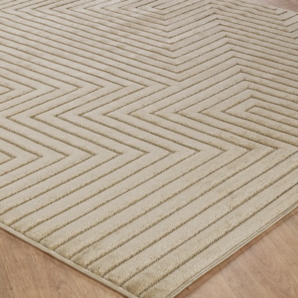 Naoko In- & Outdoor 3D High & Low Pile Textured Beige Rug - Image 5