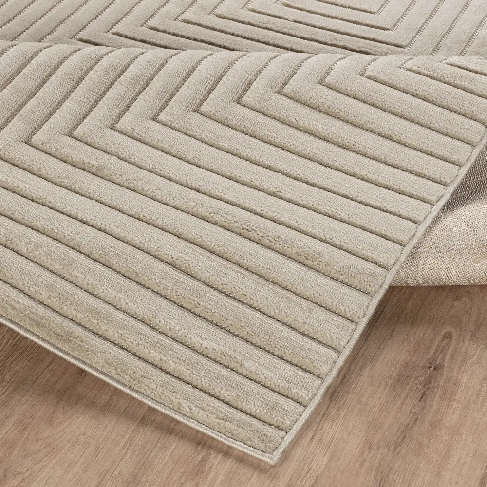 Naoko In- & Outdoor 3D High & Low Pile Textured Beige Rug - Image 6