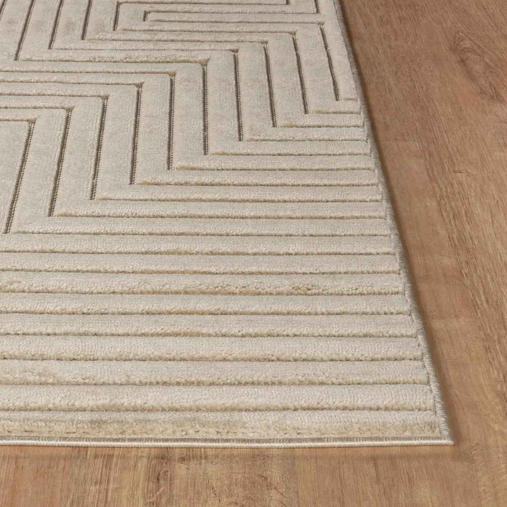 Naoko In- & Outdoor 3D High & Low Pile Textured Beige Rug - Image 7