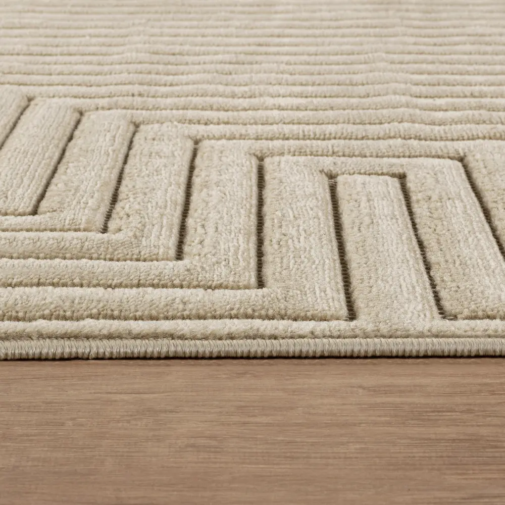 Naoko In- & Outdoor 3D High & Low Pile Textured Beige Rug - Image 8