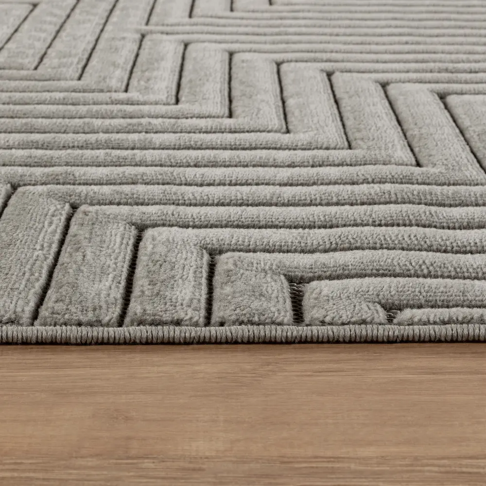 Naoko In- & Outdoor 3D High & Low Pile Textured Grey Rug - Image 2