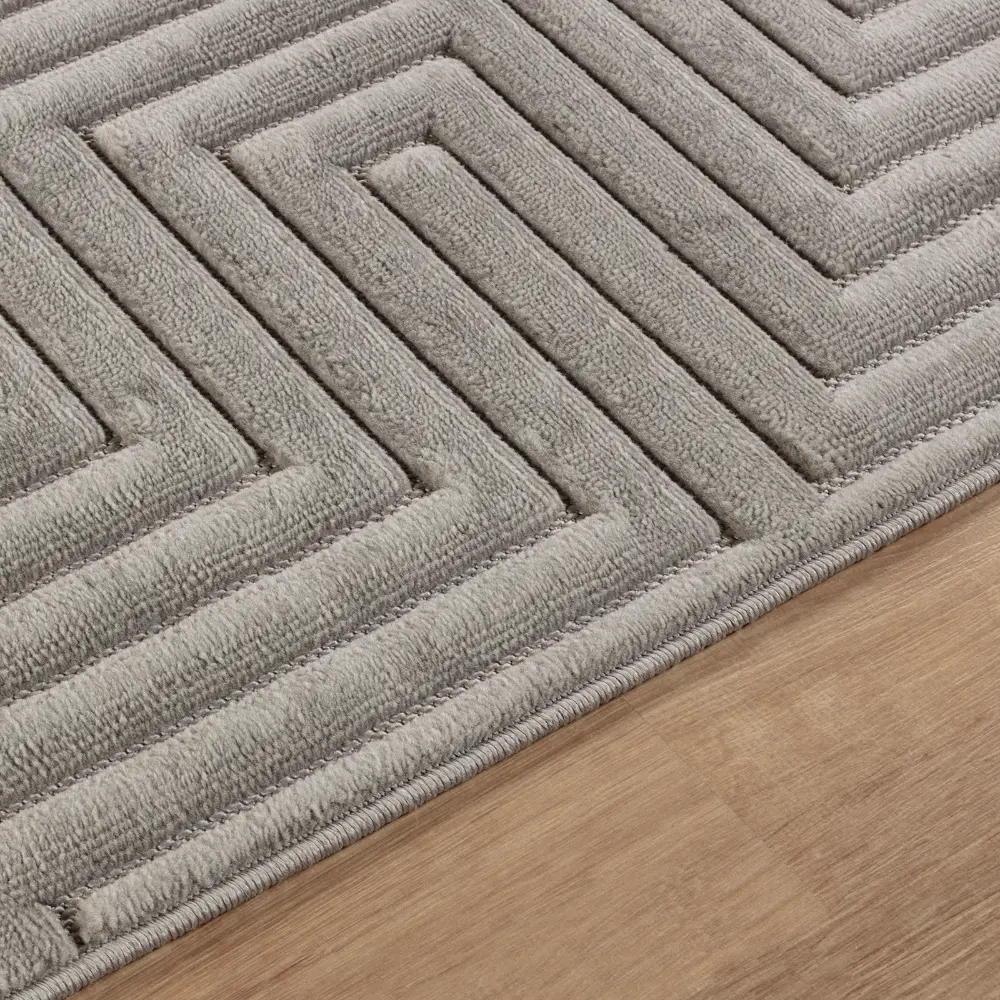Naoko In- & Outdoor 3D High & Low Pile Textured Grey Rug - Image 4