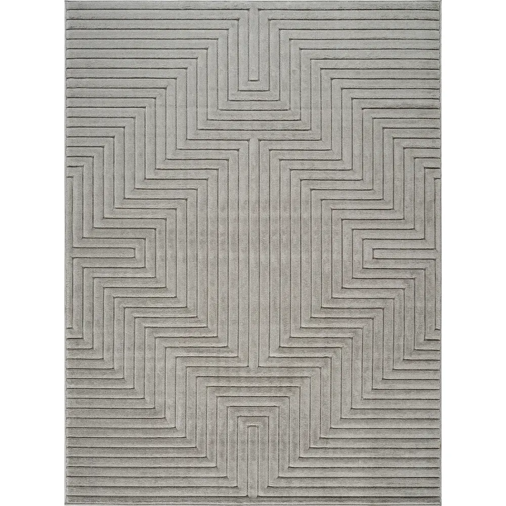 Naoko In- & Outdoor 3D High & Low Pile Textured Grey Rug - Image 5