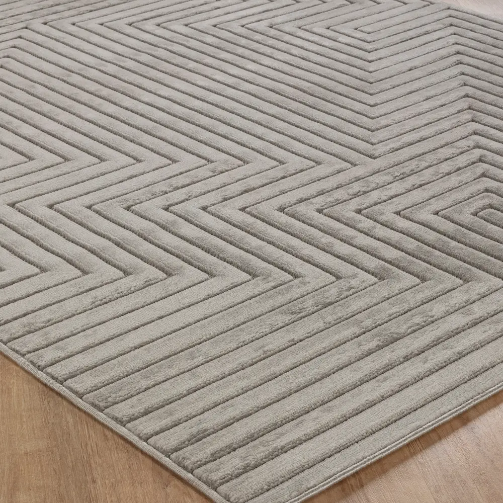 Naoko In- & Outdoor 3D High & Low Pile Textured Grey Rug - Image 6
