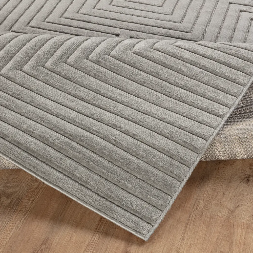 Naoko In- & Outdoor 3D High & Low Pile Textured Grey Rug - Image 7