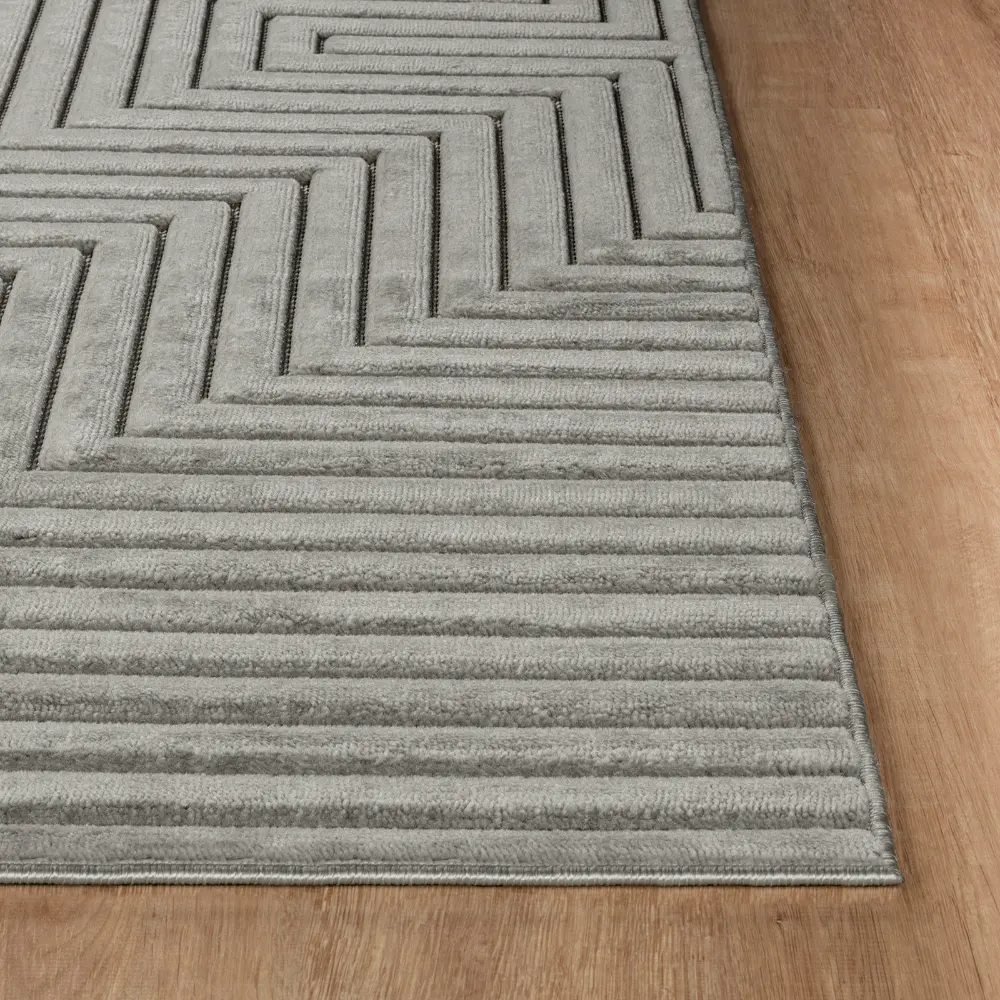 Naoko In- & Outdoor 3D High & Low Pile Textured Grey Rug - Image 8