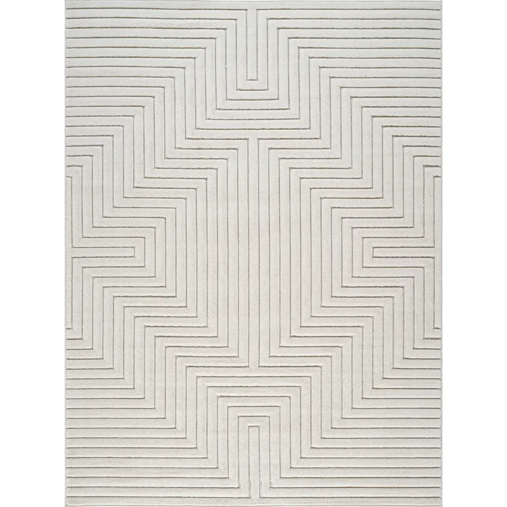 Naoko In- & Outdoor 3D High & Low Pile Textured White Rug - Image 4