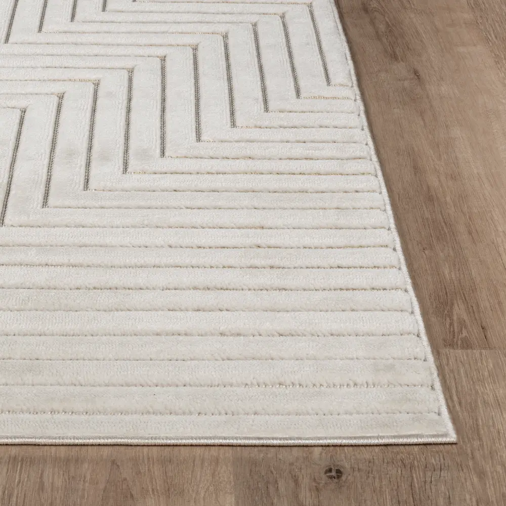 Naoko In- & Outdoor 3D High & Low Pile Textured White Rug - Image 7