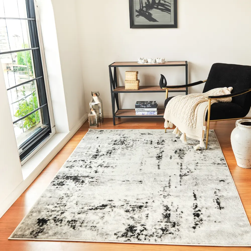 Natalia Abstract Modern Marble Light Grey Rug - Image 2