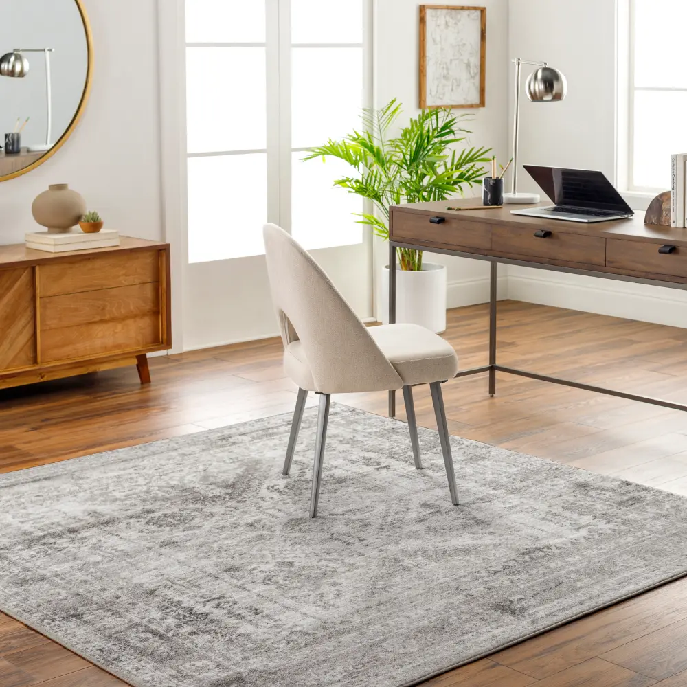 Neelam Vintage Oriental Boho Light Grey/White/Charcoal Rug - Image 3