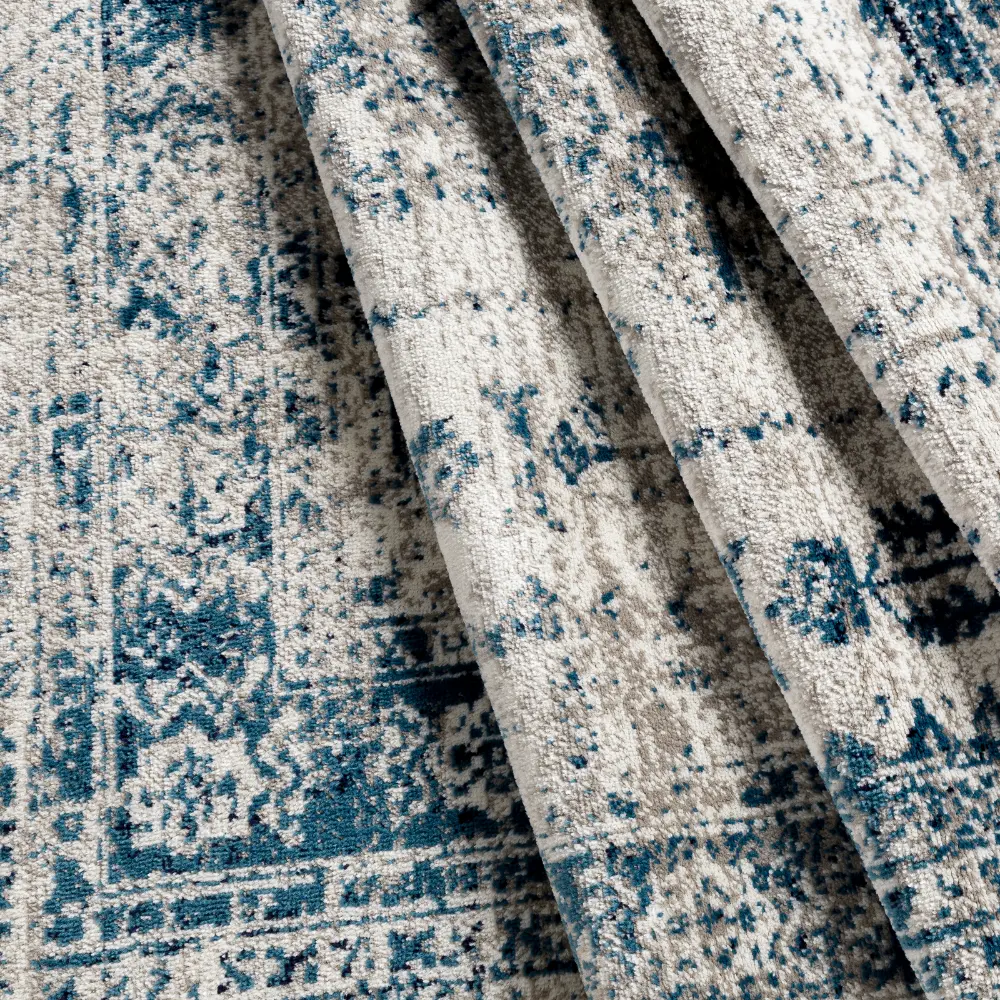 Neelam Vintage Oriental Boho Sky Blue/Light Grey/White/Navy Rug - Image 5