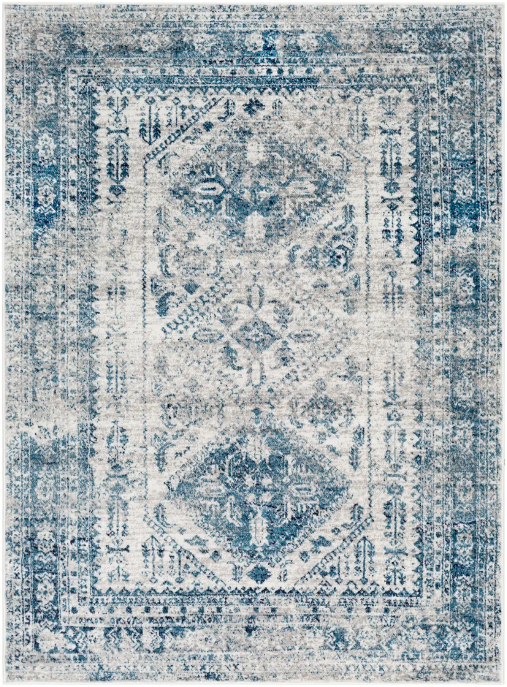 Neelam Vintage Oriental Boho Sky Blue/Light Grey/White/Navy Rug - Image 8