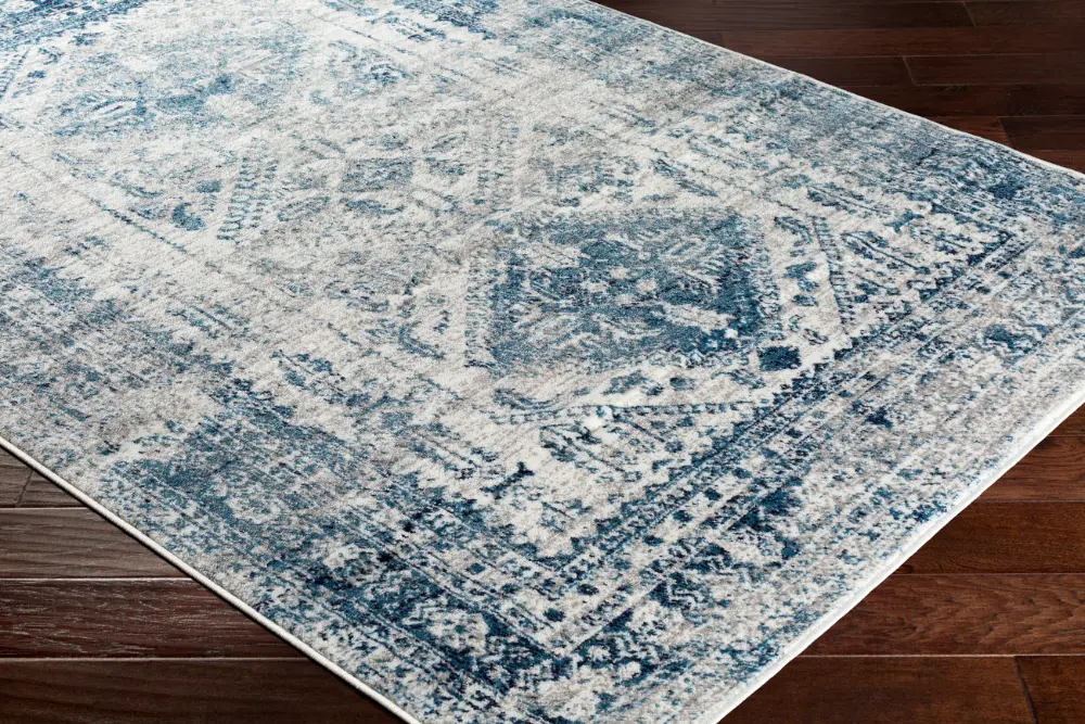 Neelam Vintage Oriental Boho Sky Blue/Light Grey/White/Navy Rug - Image 9