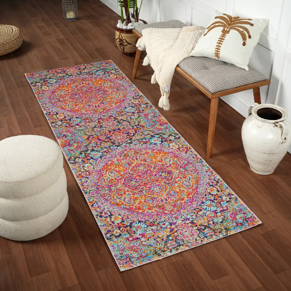 Neerja Vintage Oriental Boho Garnet Rug - Image 7
