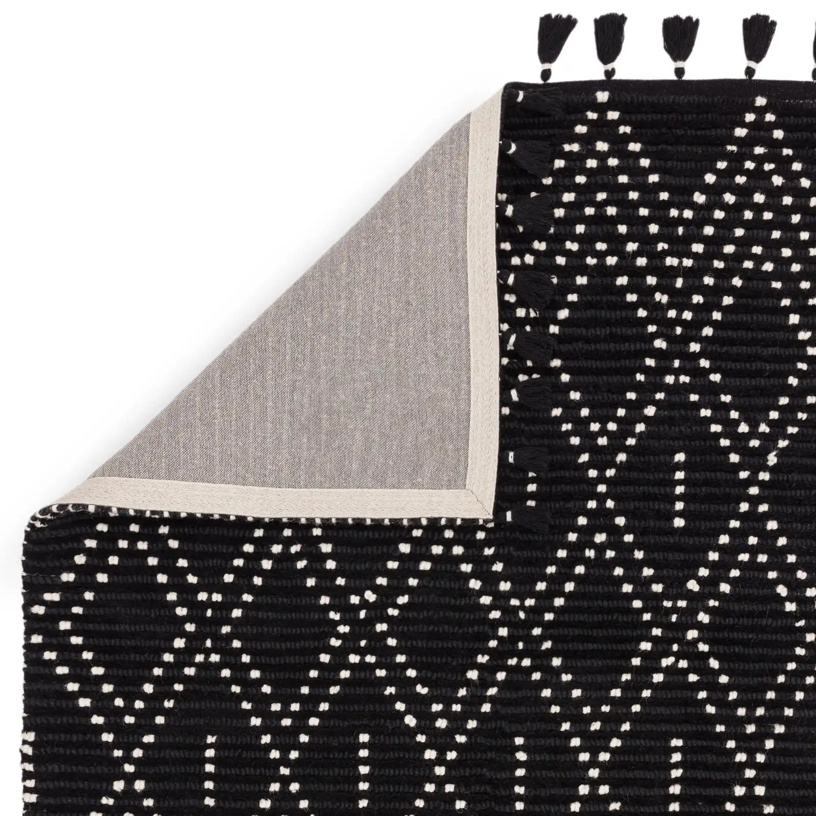Nepal Black Cream Diamond Rug - Image 5