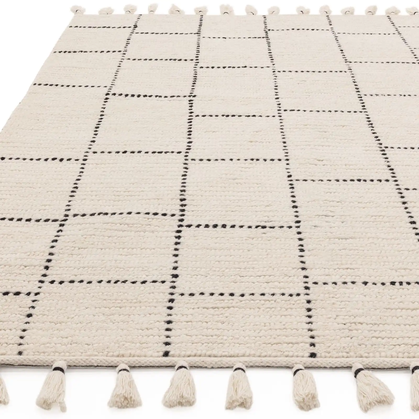 Nepal Cream Black Tile Rug - Image 4