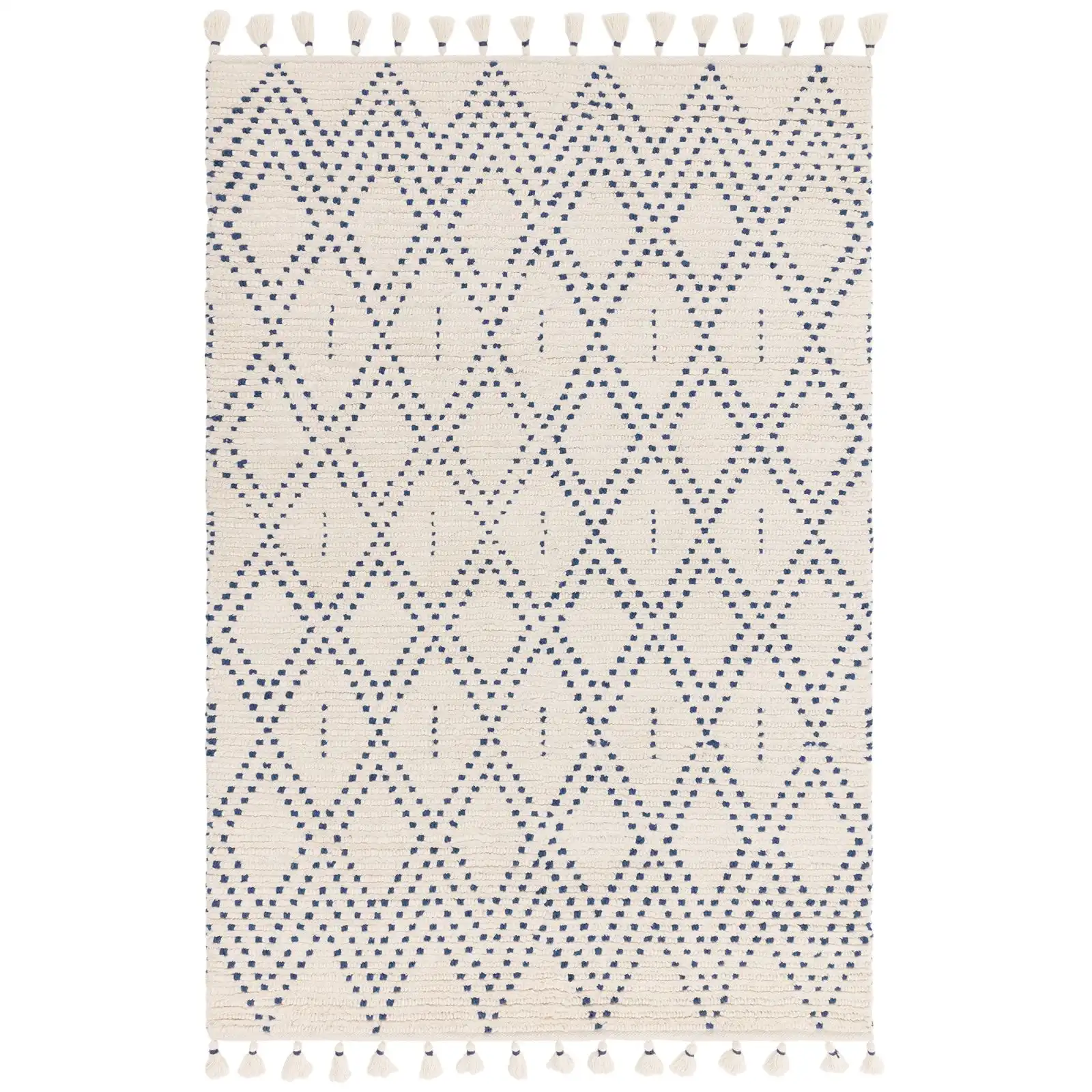 Nepal Nepal Cream Blue Diamond Rug - Image 2