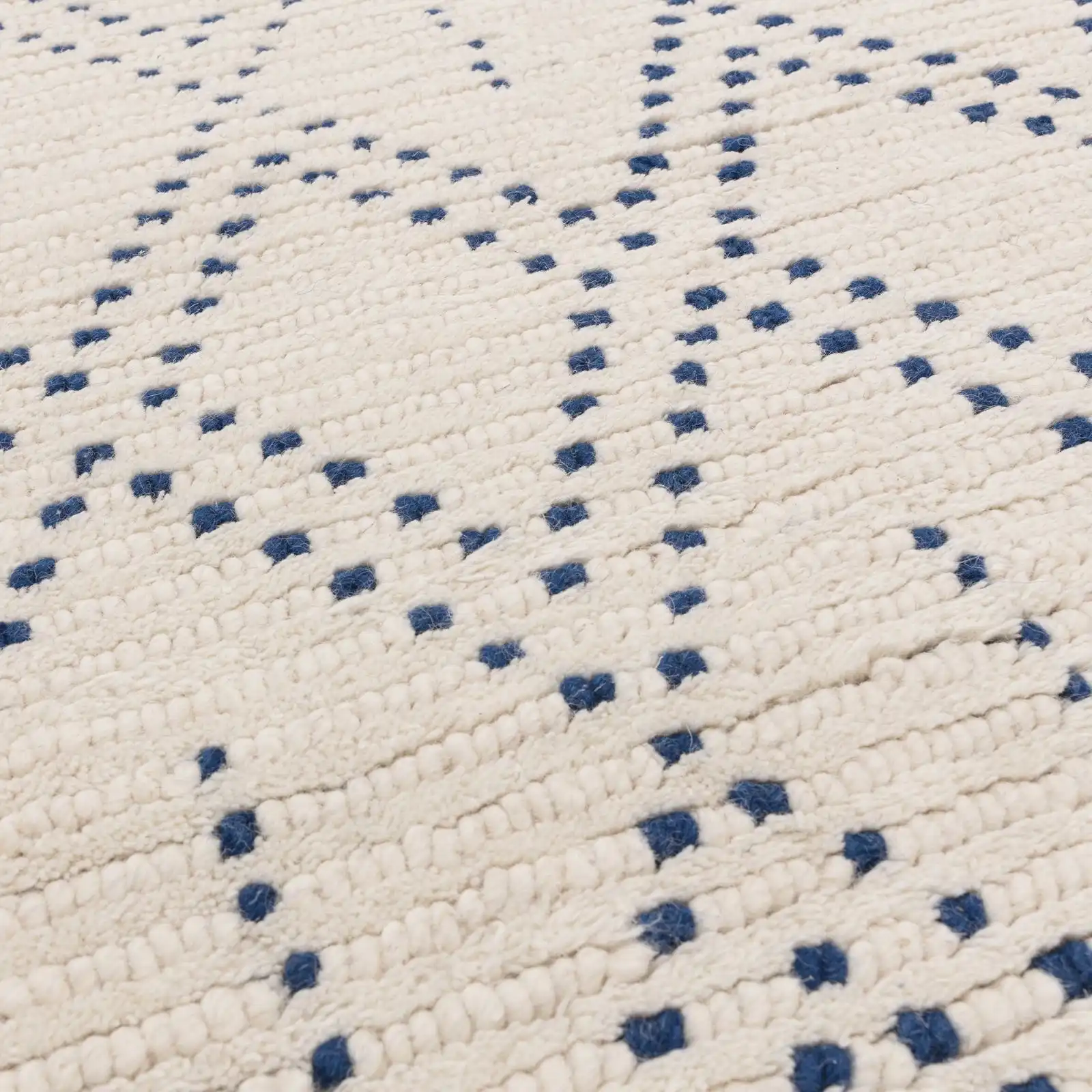 Nepal Nepal Cream Blue Diamond Rug - Image 3