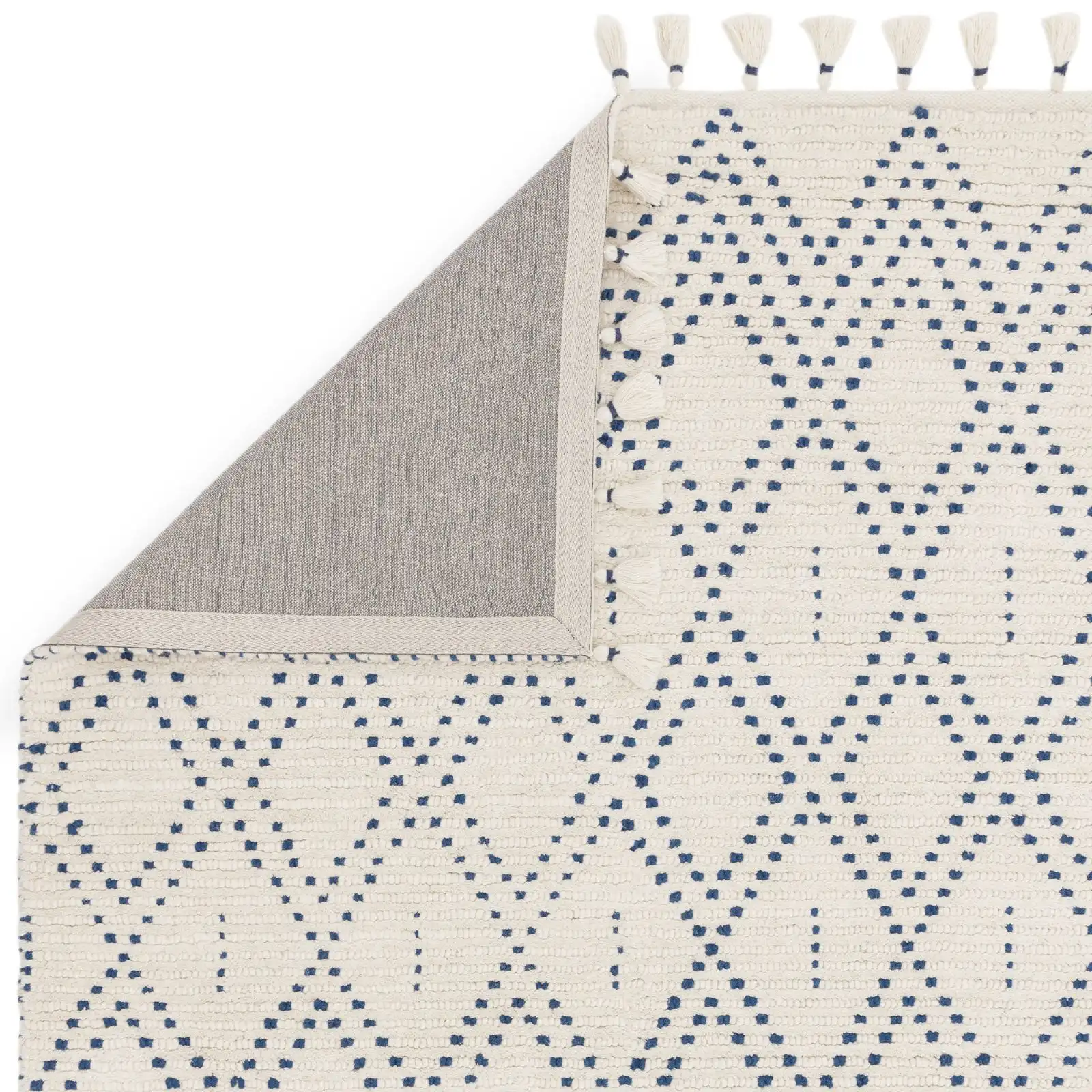 Nepal Nepal Cream Blue Diamond Rug - Image 5