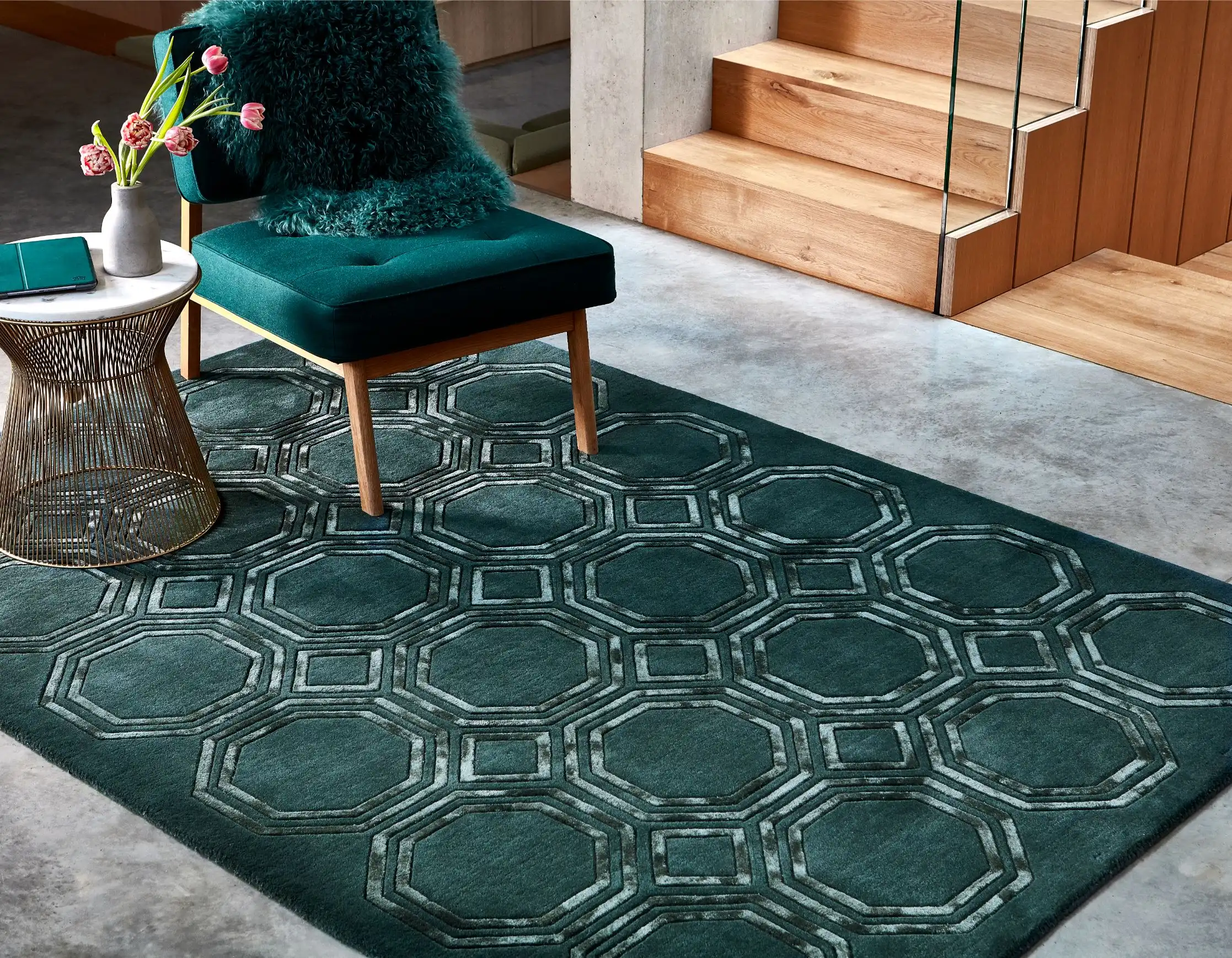 Nexus Octagon Petrol Rug