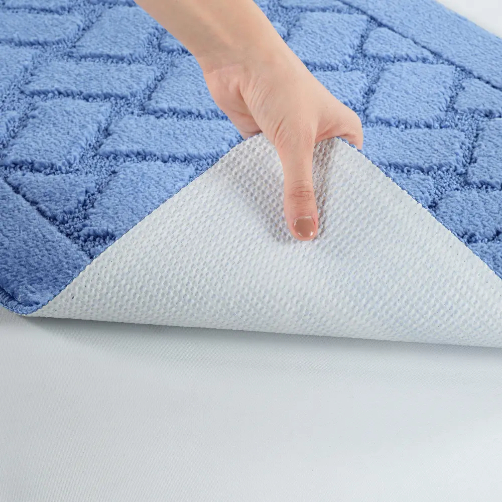 Nilah 2-Piece Machine Washable Non-Slip Blue Bathroom Rug Set - Image 6