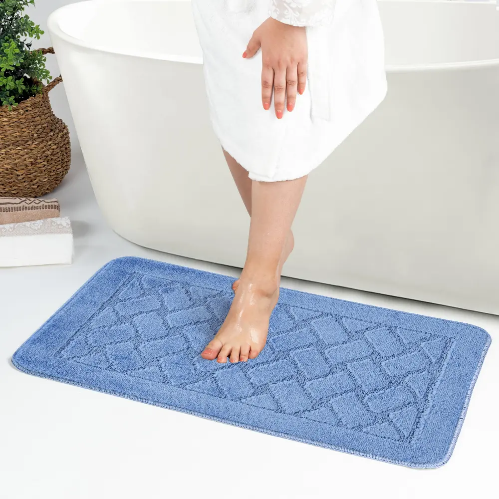 Nilah 2-Piece Machine Washable Non-Slip Blue Bathroom Rug Set - Image 7
