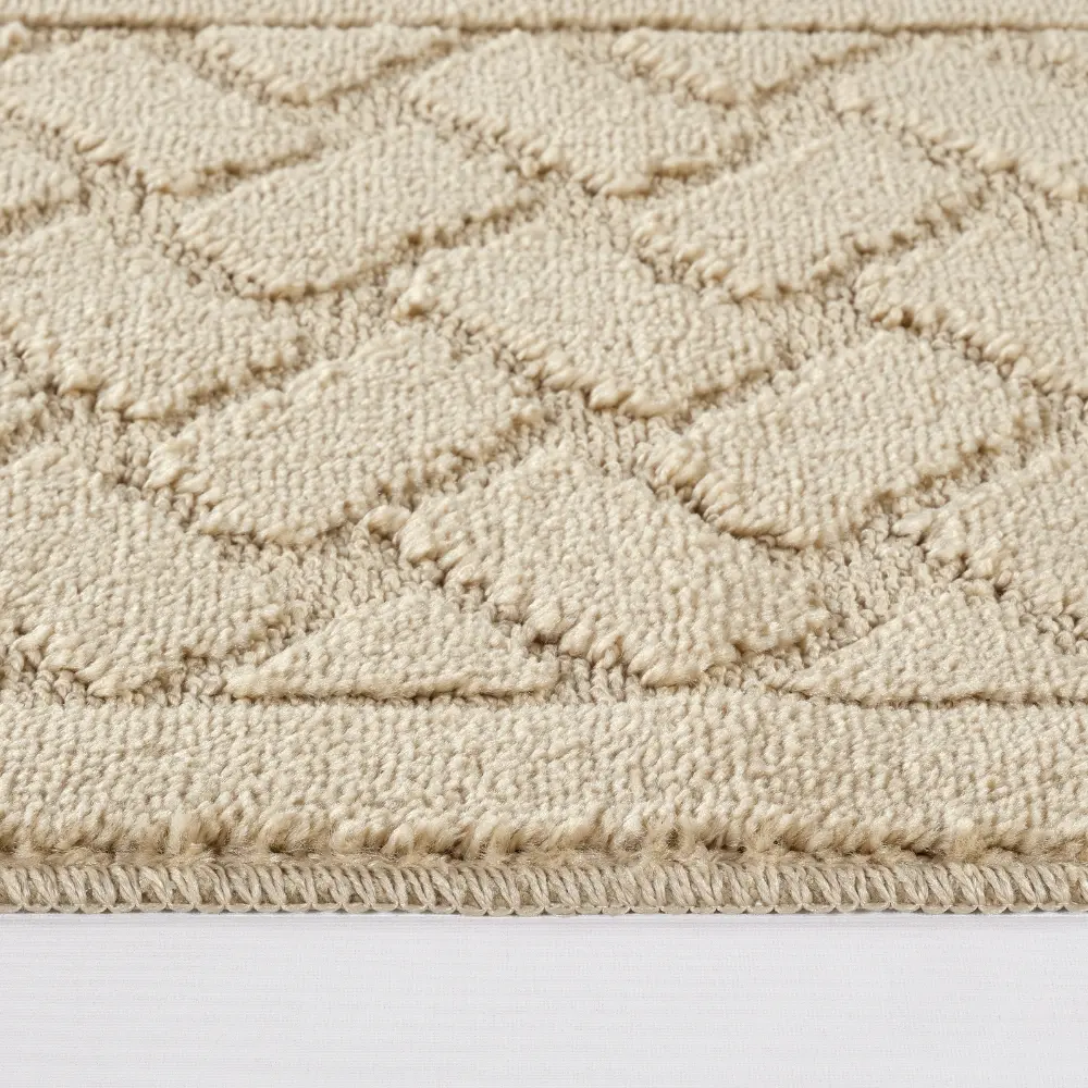 Nilah 2-Piece Machine Washable Non-Slip Light Beige Bathroom Rug Set - Image 3