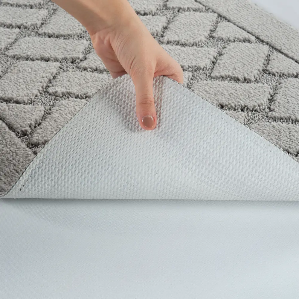 Nilah 2-Piece Machine Washable Non-Slip Light Grey Bathroom Rug Set - Image 3