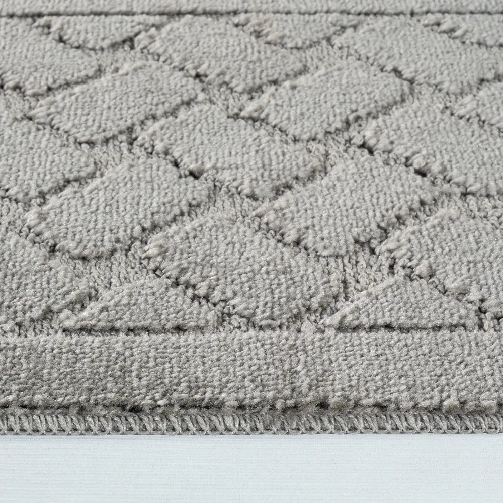 Nilah 2-Piece Machine Washable Non-Slip Light Grey Bathroom Rug Set - Image 8