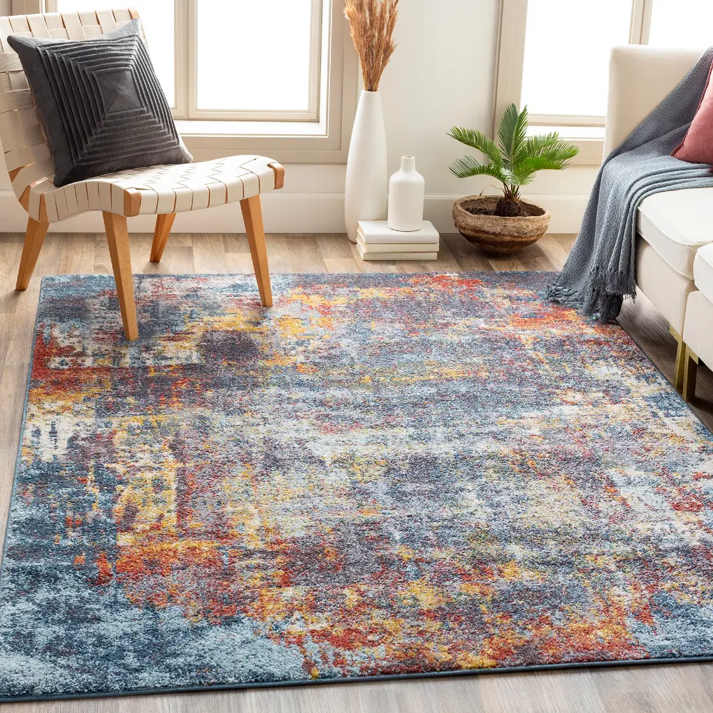 Noa Abstract Modern Marble Burnt Orange Rug - Image 5
