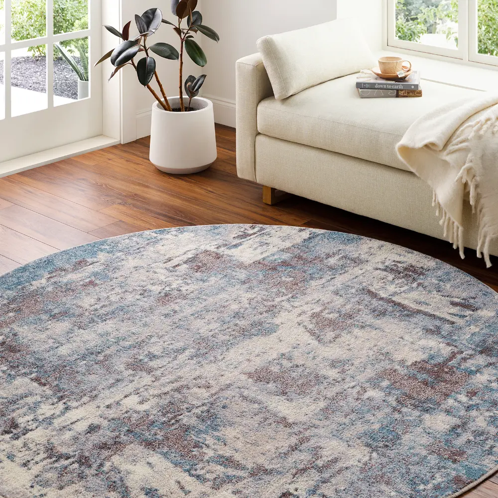 Noa Abstract Modern Marble Teal Rug - Image 11