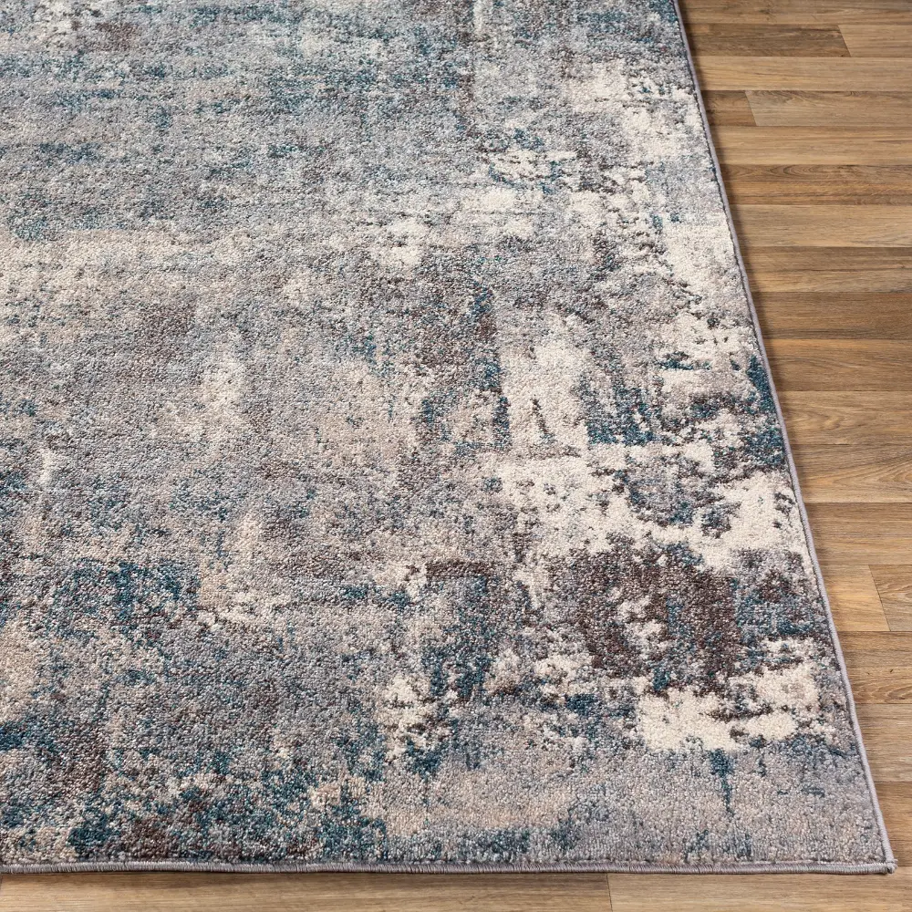 Noa Abstract Modern Marble Teal Rug - Image 8