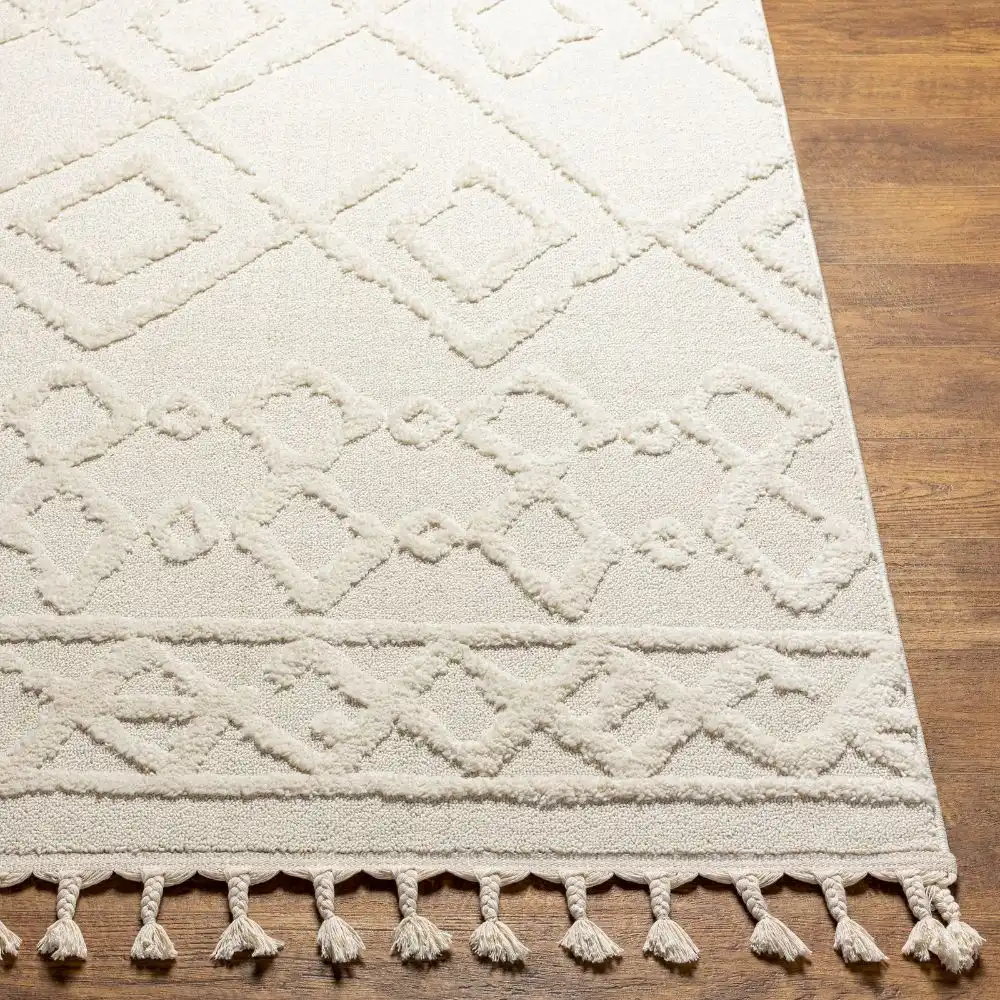 Elaine Berber Geometric High Pile Cream Rug - Image 2