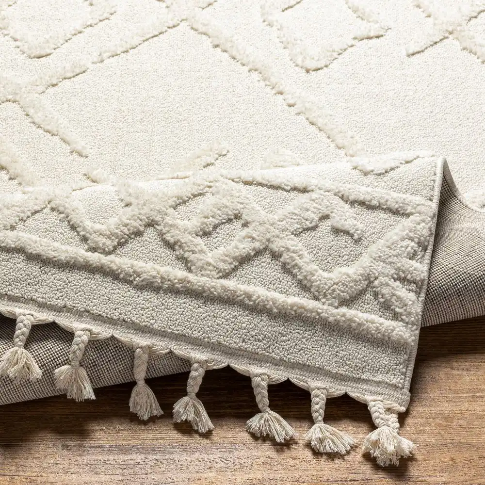 Elaine Berber Geometric High Pile Cream Rug - Image 3
