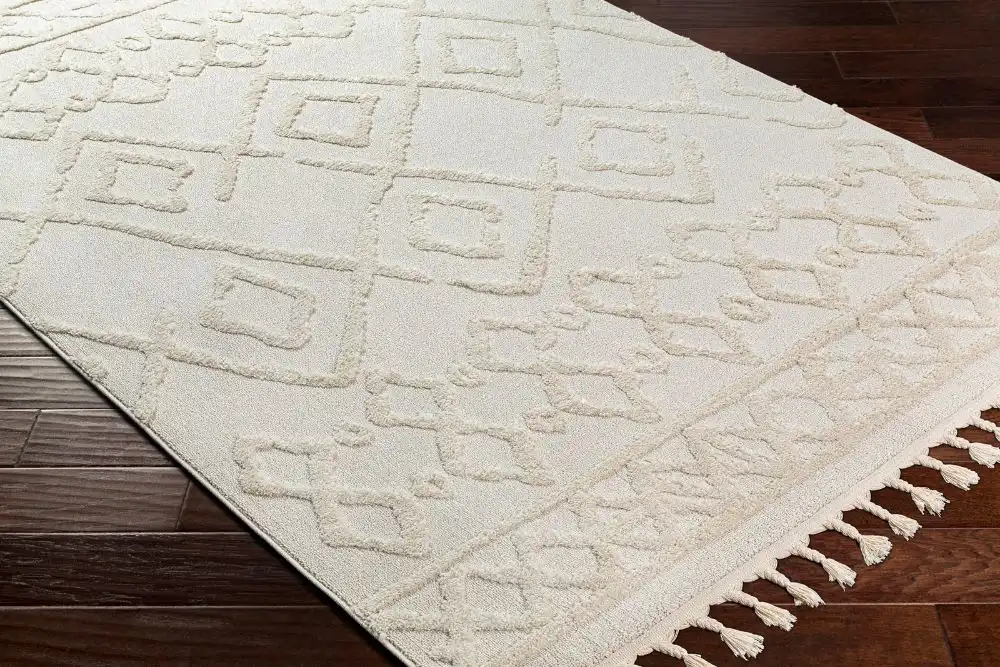Elaine Berber Geometric High Pile Cream Rug - Image 4