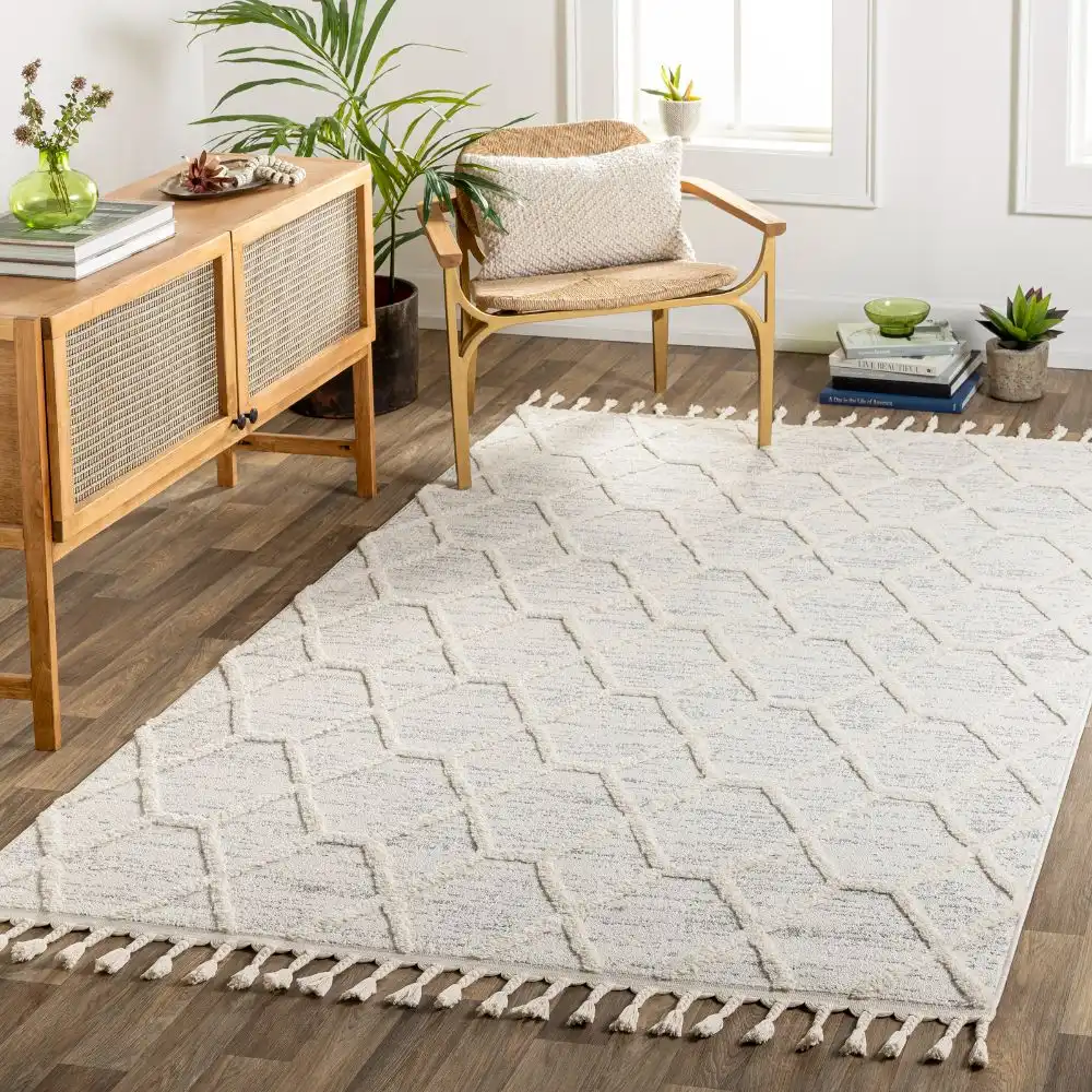 Norah Scandi Geometric High Pile Ivory/Grey Rug