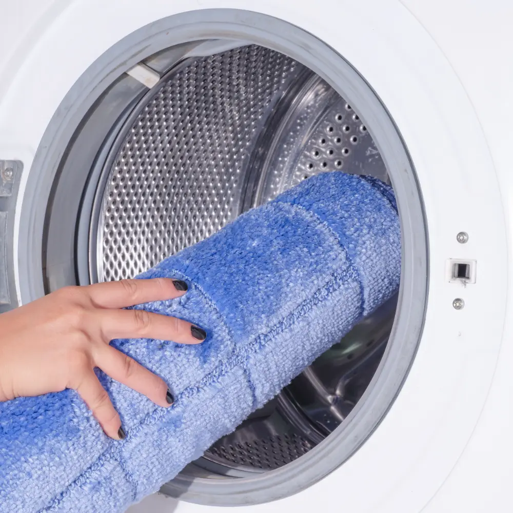 Noelle 2-Piece Machine Washable Non-Slip Blue Bathroom Rug Set - Image 2