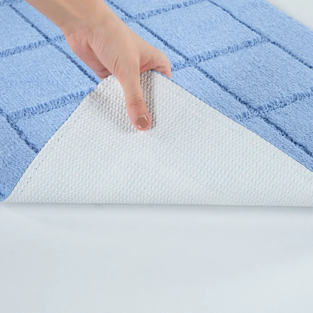 Noelle 2-Piece Machine Washable Non-Slip Blue Bathroom Rug Set - Image 6