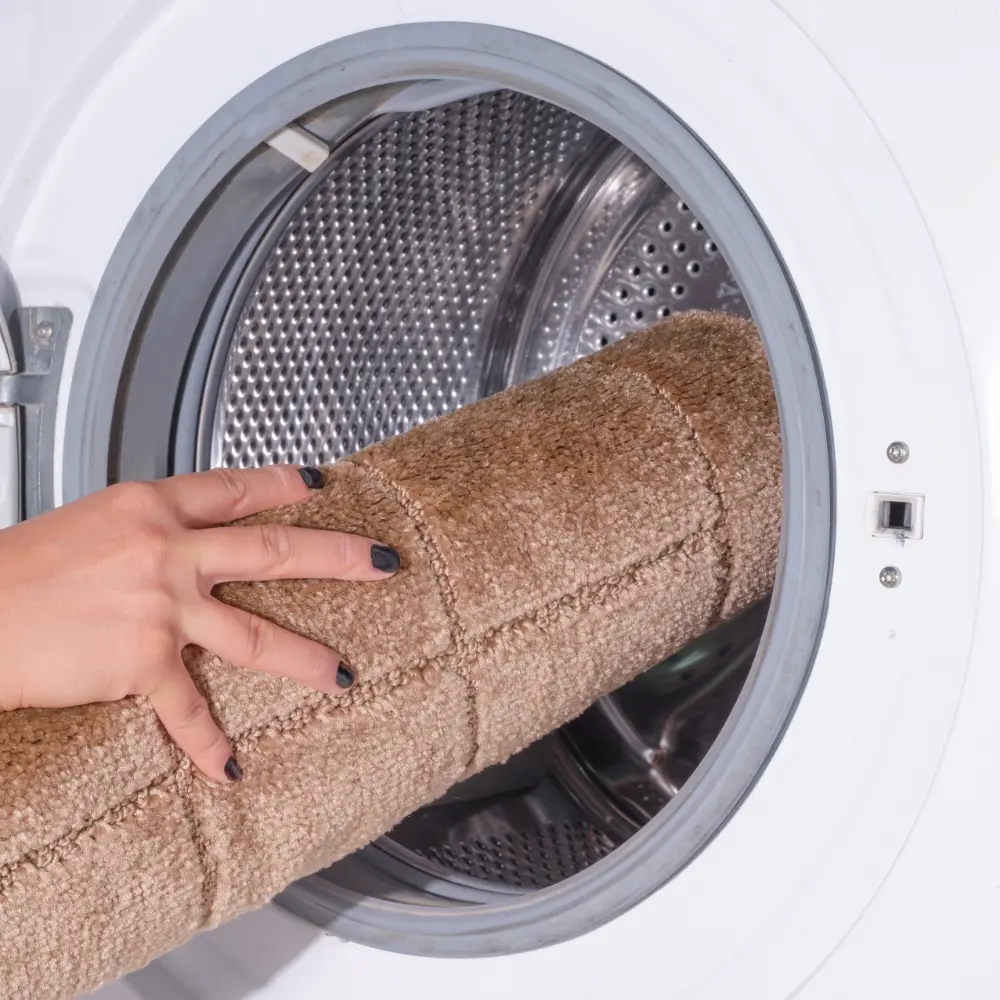 Noelle 2-Piece Machine Washable Non-Slip Brown Bathroom Rug Set - Image 2