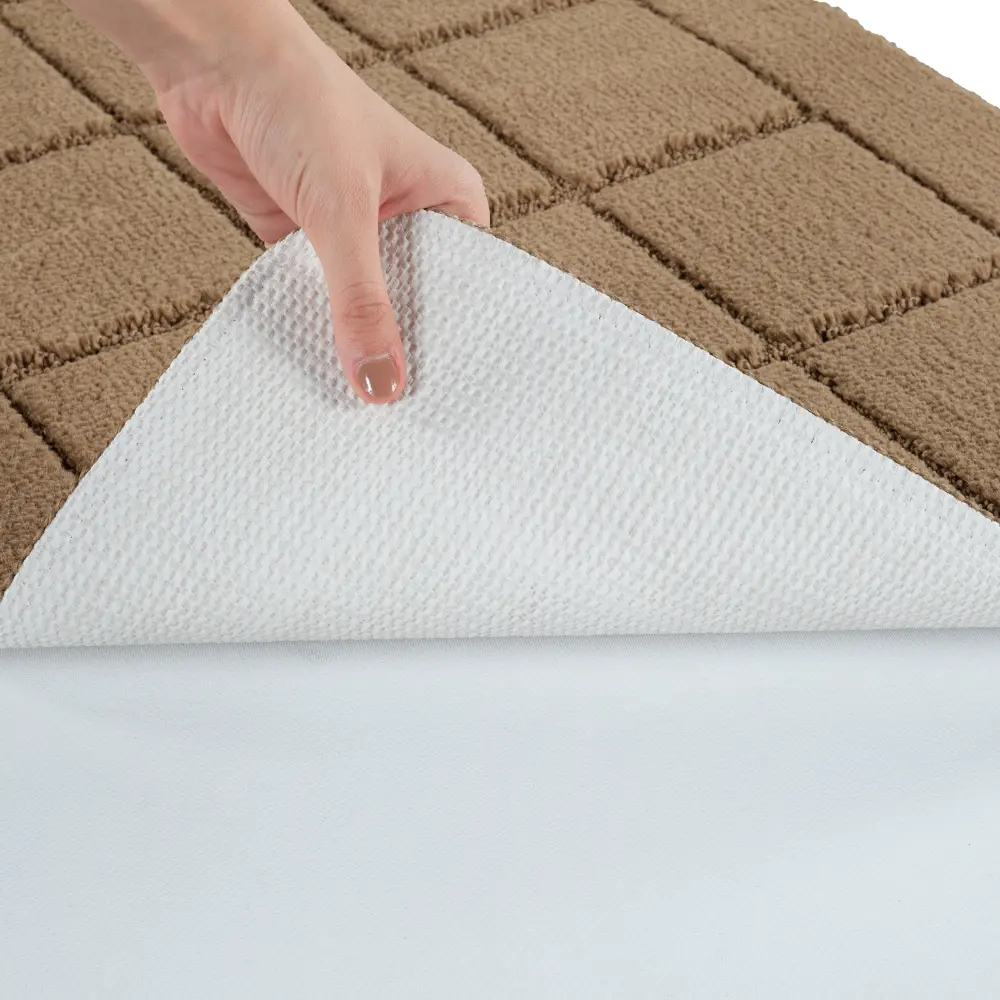 Noelle 2-Piece Machine Washable Non-Slip Brown Bathroom Rug Set - Image 4