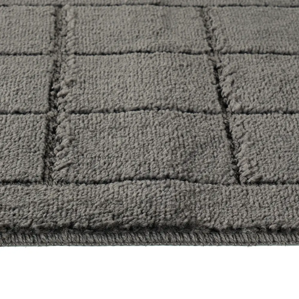 Noelle 2-Piece Machine Washable Non-Slip Dark Grey Bathroom Rug Set - Image 4