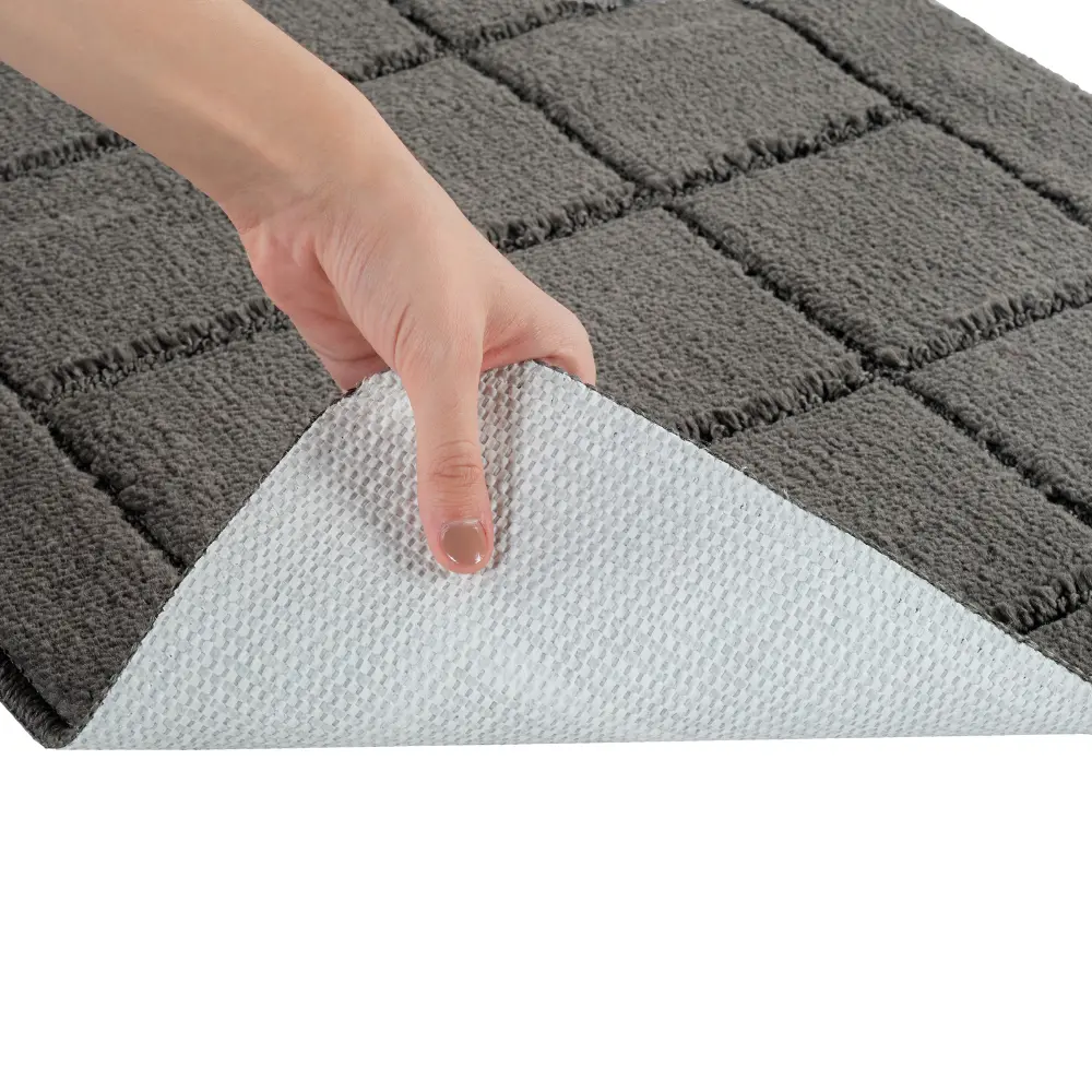 Noelle 2-Piece Machine Washable Non-Slip Dark Grey Bathroom Rug Set - Image 5