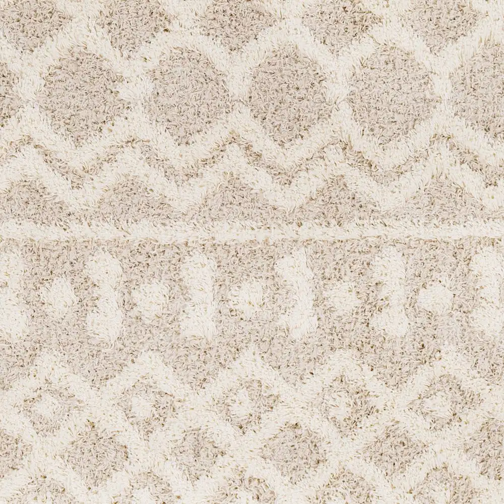 Nour Shaggy Geometric Plush Pile Cream Beige Rug - Image 7