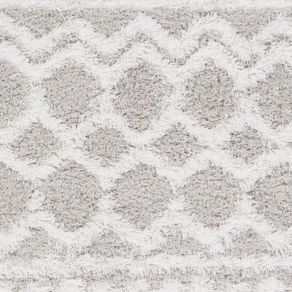 Nour Shaggy Geometric Plush Pile Light Grey Rug - Image 4